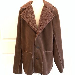 Velvetmen Brown Sherpa Button Up Jacket - XL